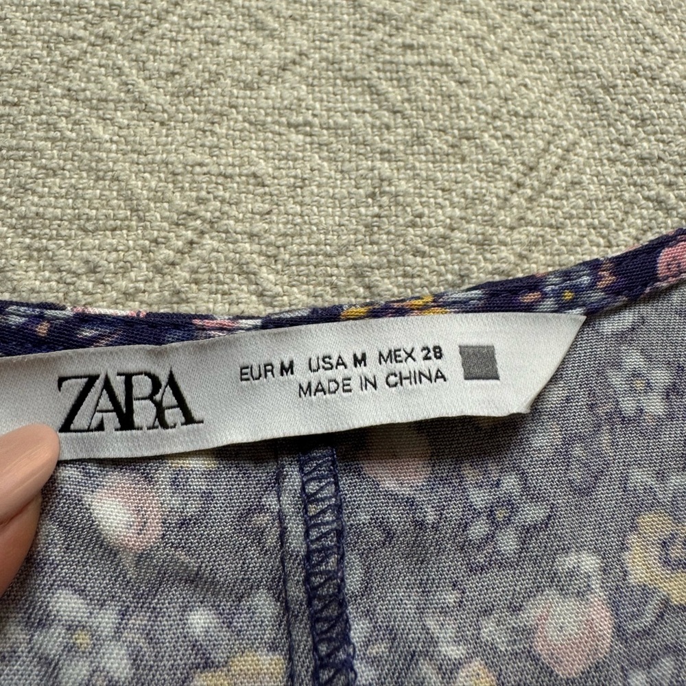 ZARA Bitsy Floral Purple Flare Mini Dress M - Picture 6 of 7